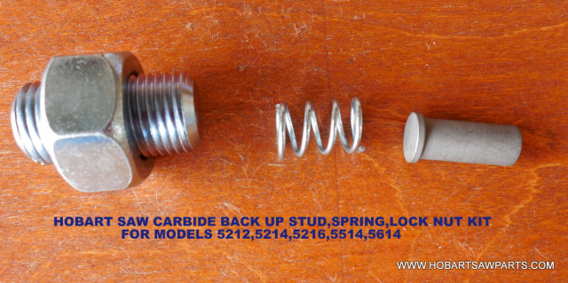 Carbide Backup Nut, Spring & Stud for Hobart 5212, 5214, 5216, 5514 & 5614 Meat Saws.